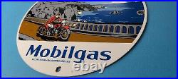 Vintage Mobilgas Gasoline Porcelain Mobil Oil Pegasus Motorcycle Service Sign