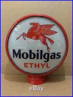 Vintage Mobilgas Glass Gas Pump Globe Original Station Garage Ethyl Sign Pegasus