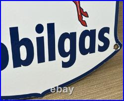 Vintage Mobilgas Porcelain Sign Dealership Gas Mobil Motor Oil Peggy Gas
