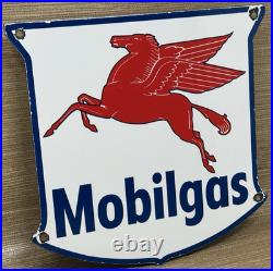 Vintage Mobilgas Porcelain Sign Dealership Gas Mobil Motor Oil Peggy Gas