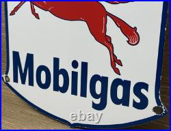 Vintage Mobilgas Porcelain Sign Dealership Gas Mobil Motor Oil Peggy Gas