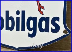 Vintage Mobilgas Porcelain Sign Dealership Gas Mobil Motor Oil Peggy Gas