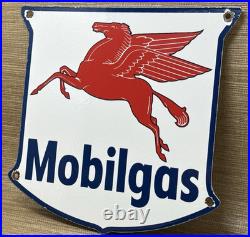 Vintage Mobilgas Porcelain Sign Dealership Gas Mobil Motor Oil Peggy Gas
