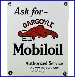 Vintage Mobilgas Porcelain Sign Dealership Gas Station Mobil Motor Oil Gargoyle