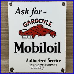 Vintage Mobilgas Porcelain Sign Dealership Gas Station Mobil Motor Oil Gargoyle