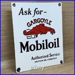 Vintage Mobilgas Porcelain Sign Dealership Gas Station Mobil Motor Oil Gargoyle