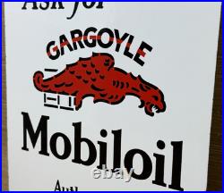 Vintage Mobilgas Porcelain Sign Dealership Gas Station Mobil Motor Oil Gargoyle