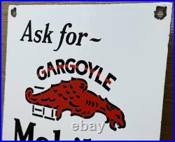 Vintage Mobilgas Porcelain Sign Dealership Gas Station Mobil Motor Oil Gargoyle