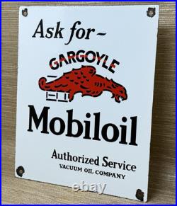 Vintage Mobilgas Porcelain Sign Dealership Gas Station Mobil Motor Oil Gargoyle