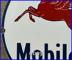 Vintage Mobilgas Porcelain Sign Dealership Gas Station Mobil Motor Oil Peggy