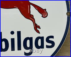 Vintage Mobilgas Porcelain Sign Dealership Gas Station Mobil Motor Oil Peggy