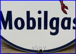 Vintage Mobilgas Porcelain Sign Dealership Gas Station Mobil Motor Oil Peggy
