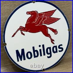 Vintage Mobilgas Porcelain Sign Dealership Gas Station Mobil Motor Oil Peggy