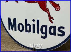 Vintage Mobilgas Porcelain Sign Dealership Gas Station Mobil Motor Oil Peggy