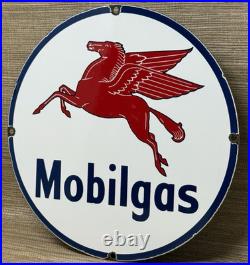 Vintage Mobilgas Porcelain Sign Dealership Gas Station Mobil Motor Oil Peggy