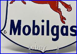 Vintage Mobilgas Porcelain Sign Gas Station Pump Plate Mobil Motor Oil Service
