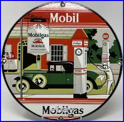 Vintage Mobilgas Porcelain Sign Steel Gas Oil Garage Pump Plate Service Station