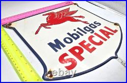 Vintage Mobilgas Special Porcelain Sign Dealership Gas Mobil Motor Oil Peggy Gas Vintage Mobilgas Special Porcelain Sign Dealership Gas Mobil Motor Oil Peggy Gas