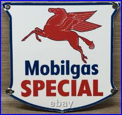 Vintage Mobilgas Special Porcelain Sign Dealership Gas Mobil Motor Oil Peggy Gas