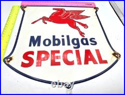 Vintage Mobilgas Special Porcelain Sign Dealership Gas Mobil Motor Oil Peggy Gas
