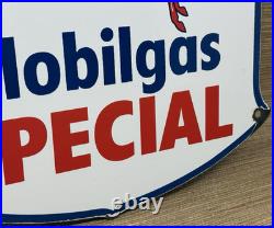 Vintage Mobilgas Special Porcelain Sign Dealership Gas Mobil Motor Oil Peggy Gas