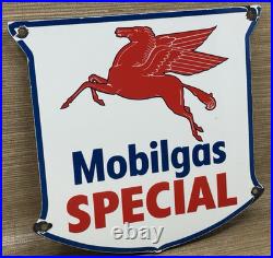 Vintage Mobilgas Special Porcelain Sign Dealership Gas Mobil Motor Oil Peggy Gas