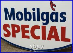 Vintage Mobilgas Special Porcelain Sign Dealership Gas Mobil Motor Oil Peggy Gas