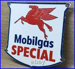 Vintage Mobilgas Special Porcelain Sign Dealership Gas Mobil Motor Oil Peggy Gas