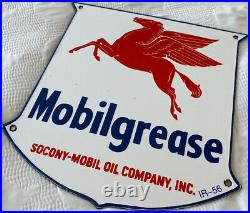 Vintage Mobilgrease Pegasus Porcelain Sign Motor Oil Service Gasoline Station