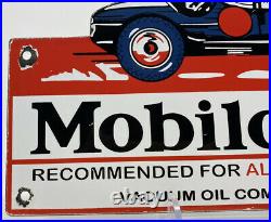 Vintage Mobiloil Porcelain Sign Gas Station Pump Plat Mobil Pegasus Oil Gargoyle