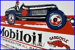 Vintage Mobiloil Porcelain Sign Gas Station Pump Plat Mobil Pegasus Oil Gargoyle
