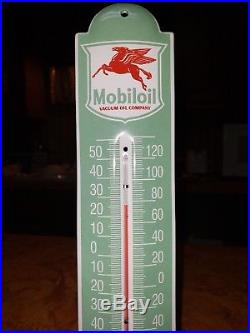 Vintage Mobiloil Thermometer Gasoline and Oil Advertising PORCELAIN Sign