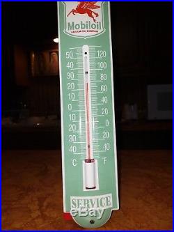 Vintage Mobiloil Thermometer Gasoline and Oil Advertising PORCELAIN Sign