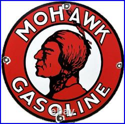 Vintage Mohawk Gasoline Porcelain Sign Gas Station Pump Plate Motor Oil Service