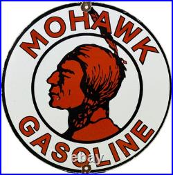 Vintage Mohawk Gasoline Porcelain Sign Gas Station Pump Plate Motor Oil Service
