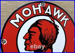 Vintage Mohawk Gasoline Porcelain Sign Gas Station Pump Plate Motor Oil Service