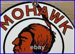 Vintage Mohawk Gasoline Porcelain Sign Gas Station Pump Plate Motor Oil Service