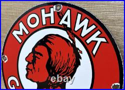 Vintage Mohawk Gasoline Porcelain Sign Gas Station Pump Plate Motor Oil Service