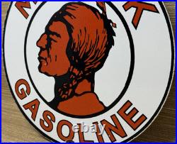 Vintage Mohawk Gasoline Porcelain Sign Gas Station Pump Plate Motor Oil Service