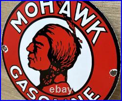 Vintage Mohawk Gasoline Porcelain Sign Gas Station Pump Plate Motor Oil Service
