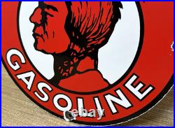 Vintage Mohawk Gasoline Porcelain Sign Gas Station Pump Plate Motor Oil Service