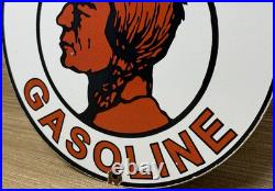 Vintage Mohawk Gasoline Porcelain Sign Gas Station Pump Plate Motor Oil Service