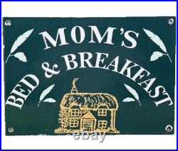 Vintage Mom's Besd & Breakfast Porcelain Sign Gas Oil Airbnb Rental Inn Motel