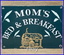 Vintage Mom's Besd & Breakfast Porcelain Sign Gas Oil Airbnb Rental Inn Motel