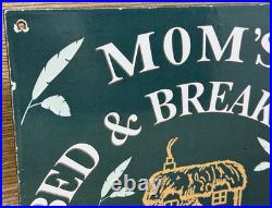 Vintage Mom's Besd & Breakfast Porcelain Sign Gas Oil Airbnb Rental Inn Motel