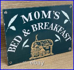 Vintage Mom's Besd & Breakfast Porcelain Sign Gas Oil Airbnb Rental Inn Motel