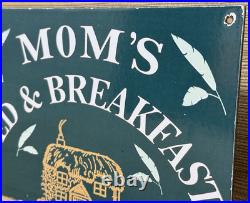 Vintage Mom's Besd & Breakfast Porcelain Sign Gas Oil Airbnb Rental Inn Motel