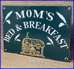 Vintage Mom's Besd & Breakfast Porcelain Sign Gas Oil Airbnb Rental Inn Motel