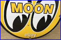 Vintage Moon Racing Porcelain Dealership Sign Sales Service Motor Oil Gas