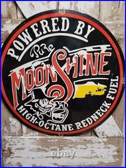 Vintage Moon Shine Porcelain Sign Alcohol Beer Liquor Bar Drink 30 Large Gas